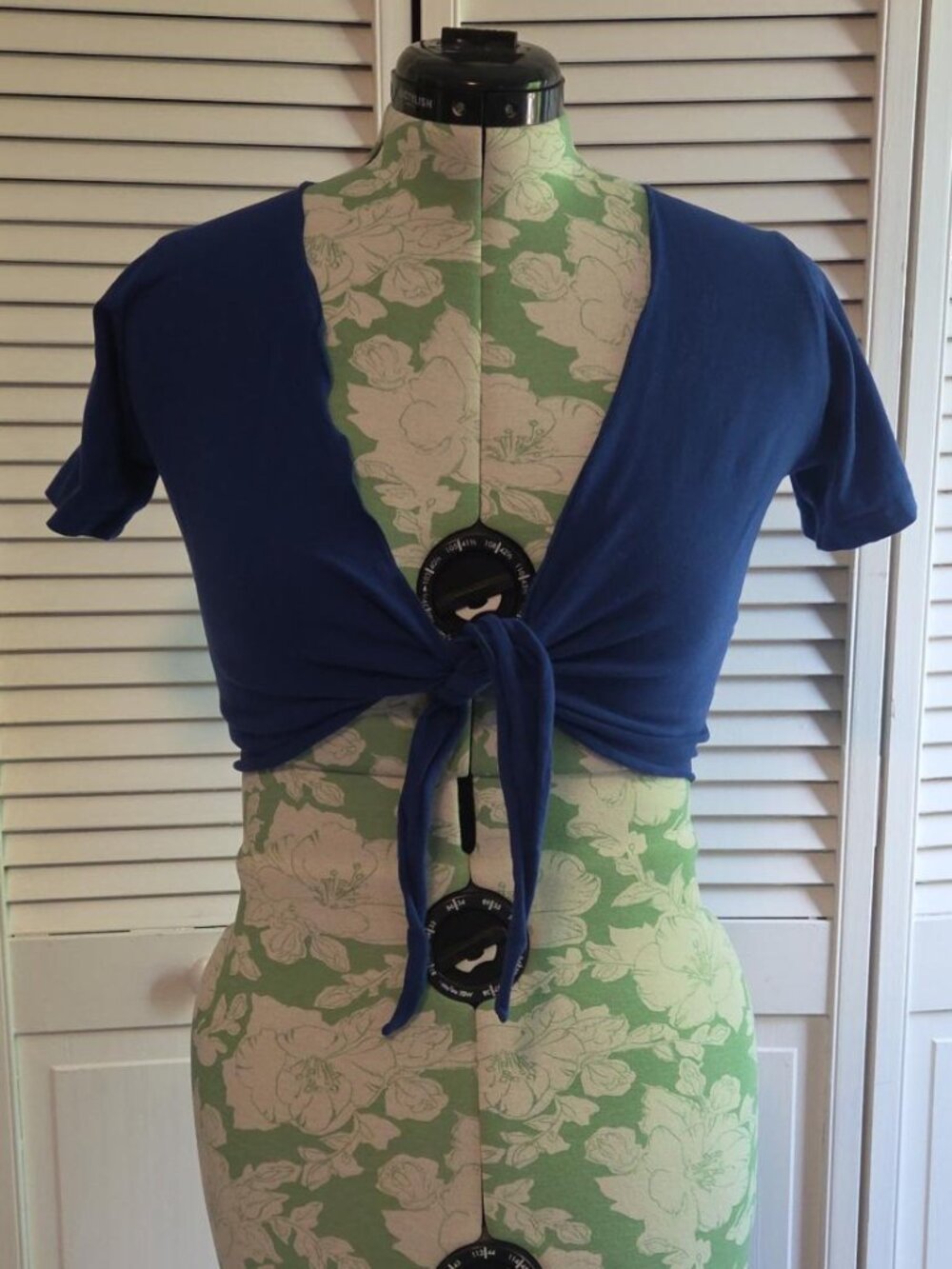 Blue Cropped Wrap Top